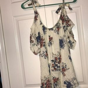 Flower printed off the shoulder shirt